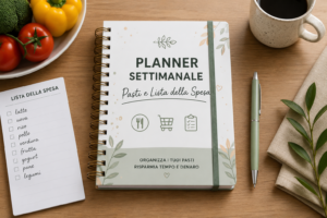 Planner settimanale per pasti e lista della spesa